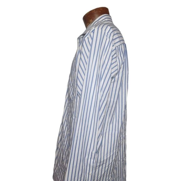 Donald Trump Signature Collection Striped Dress Shirt French Cuffs White Blue - Picture 10 of 10